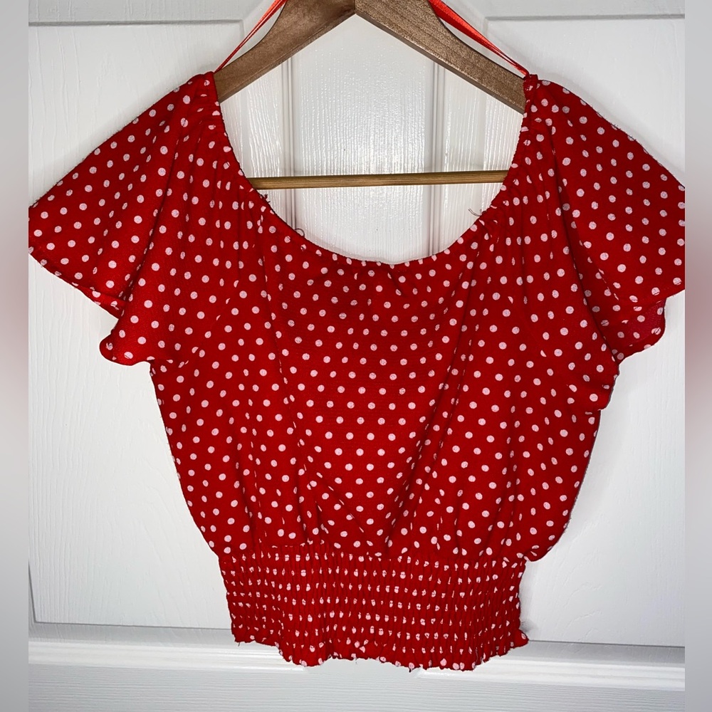 Red Polka Dot Crop Top - Picture 4 of 6